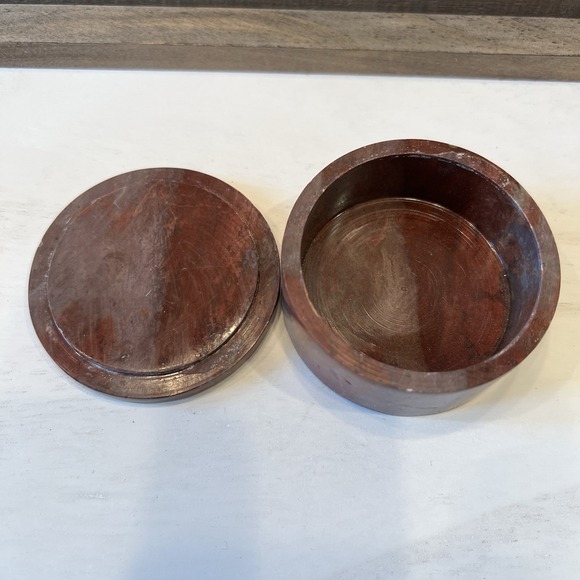 Angel Trinket Box In Laid Shell Design In A Stone Box With Lid 2.75" W 1.25"H - Picture 2 of 5